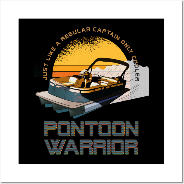 Funny Retro Sun Pontoon Captain Boat Lake Gift Wall Art by Dibble Dabble Designs